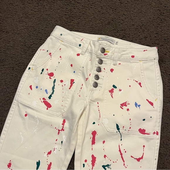 Kerri Rosenthal Paint Splatter Cotton Twill Pants In Oatmilk - Picture 5 of 6